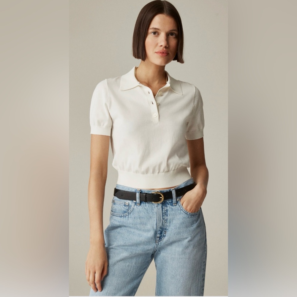 J.Crew Short-sleeve sweater-polo in premium ultra-fine cotton